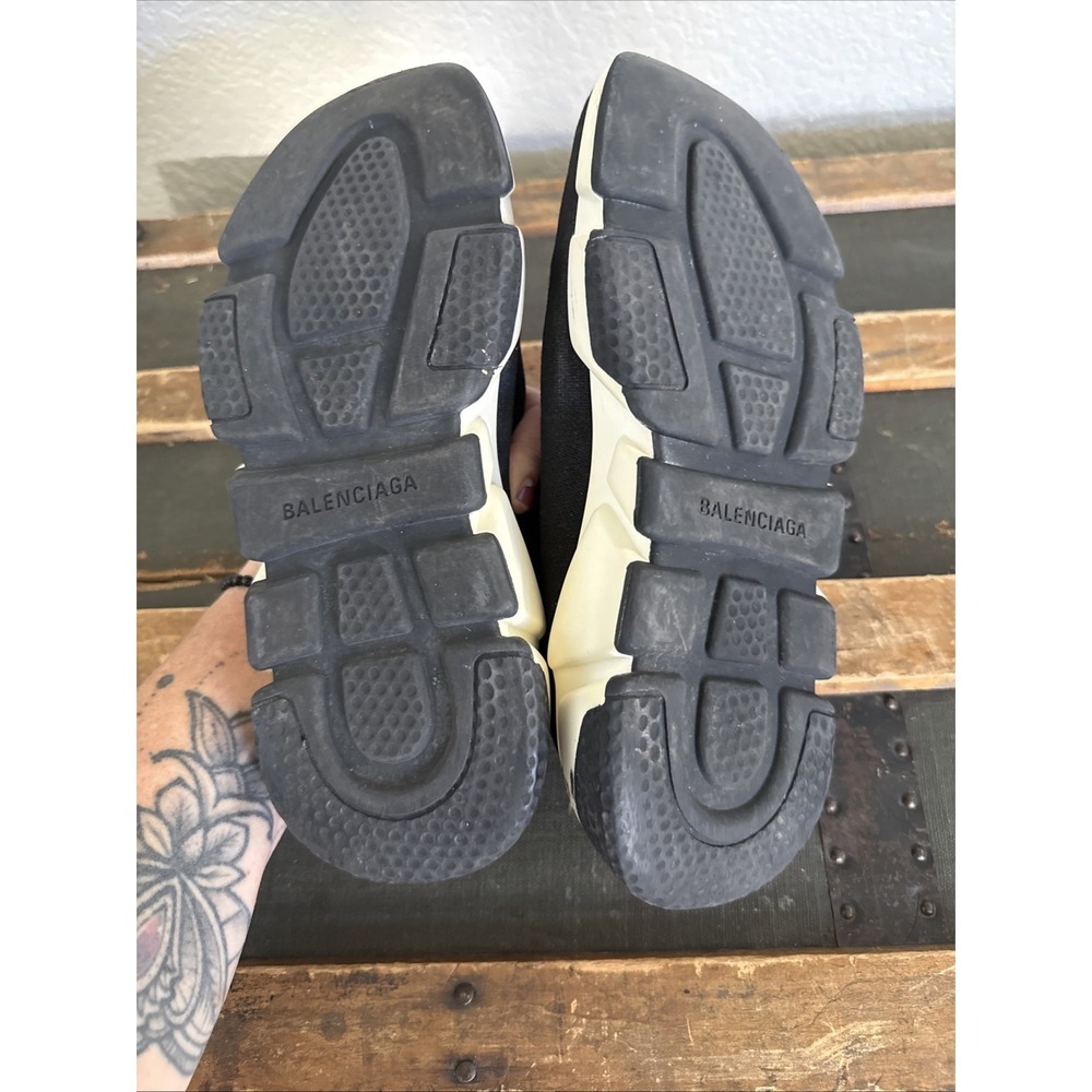 Balenciaga Speed Trainer Black White High Top Knit Sneakers Rubber Sole Sz 7.5 - Picture 12 of 14